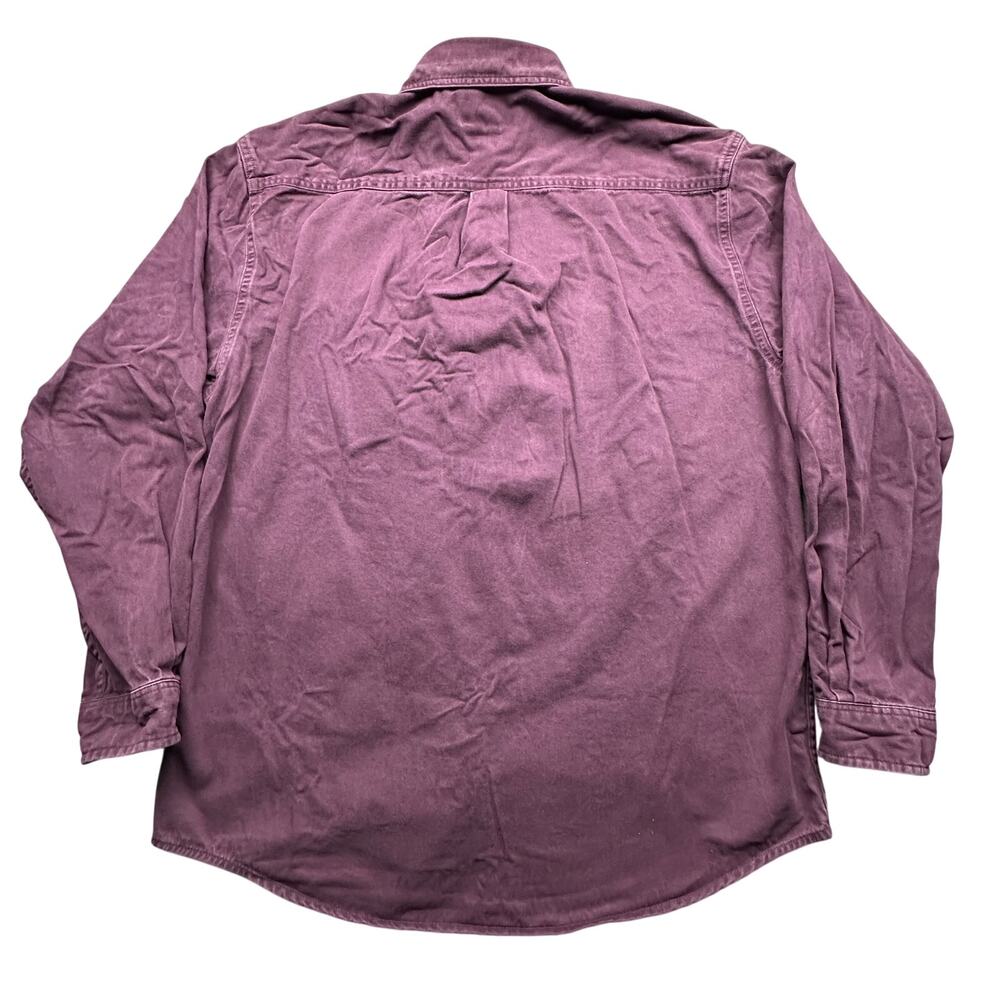 Vintage 90s Eddie Bauer Twill Button Shirt Mens Large Tall LT Purple Long Sleeve - Picture 7 of 8